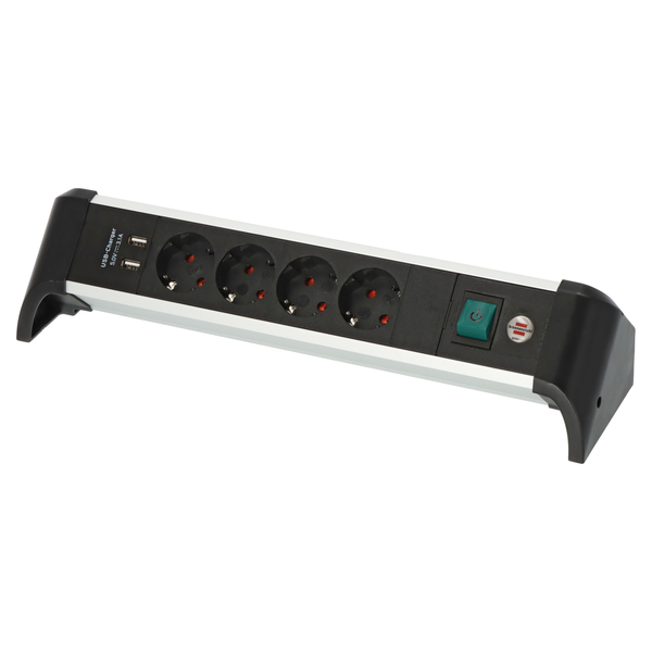 Удлинитель с USB зарядкой 1.8 метра 4 розетки Brennenstuhl Alu-Office-Line черный - 1391040410 фото Удлинитель с USB зарядкой 1.8 метра 4 розетки Brennenstuhl Alu-Office-Line черный 1391040410 фото